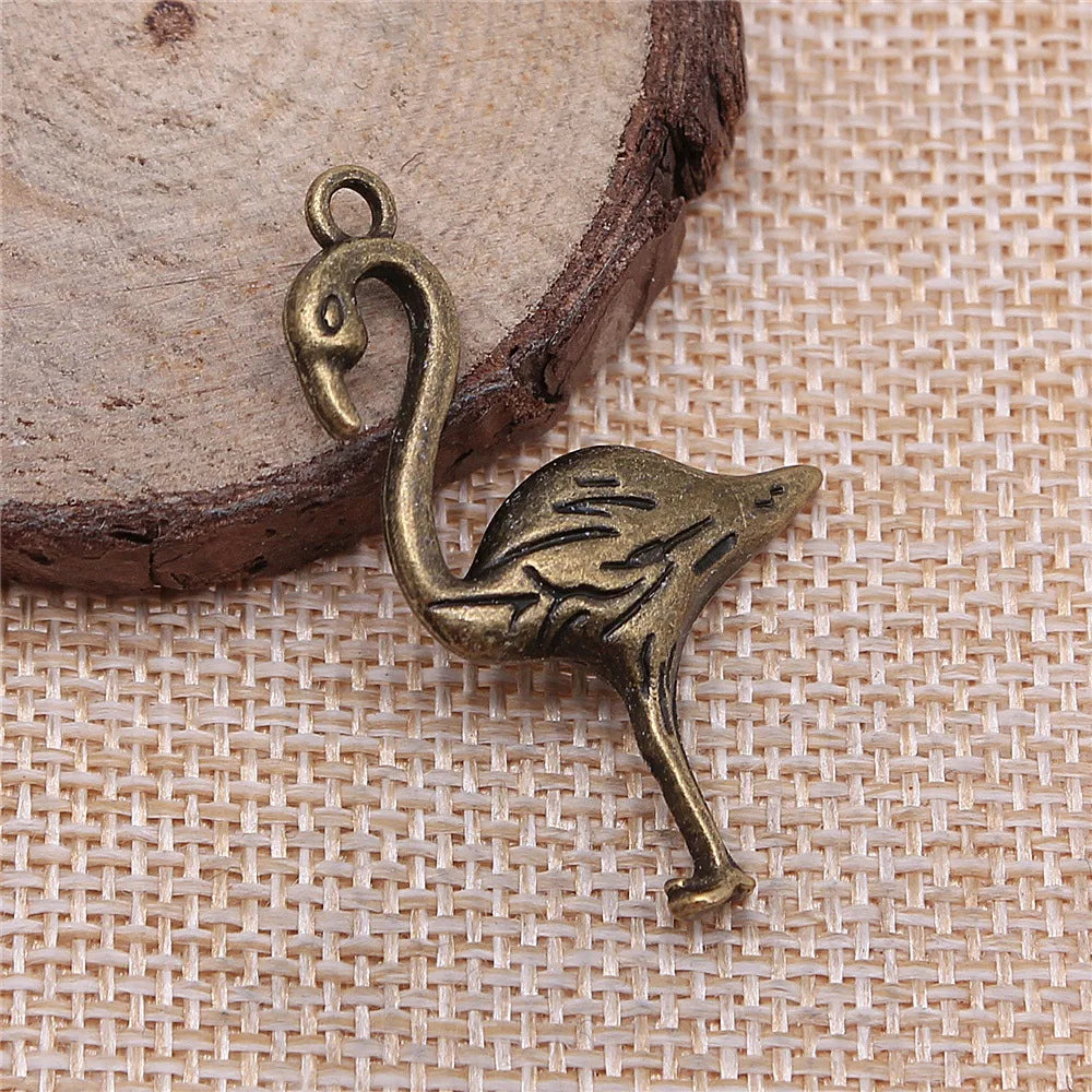 40x24mm 2.6g Multicolor Zinc Alloy Flamingo Bird Charm Pendant for DIY Necklace Bracelet Jewelry Making