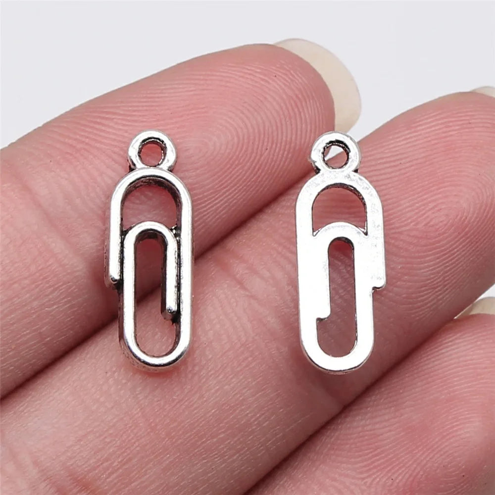 19x7mm 0.8g Multicolor Zinc Alloy Paper Clip Charm Pendant for DIY Bracelet Necklace Jewelry Making
