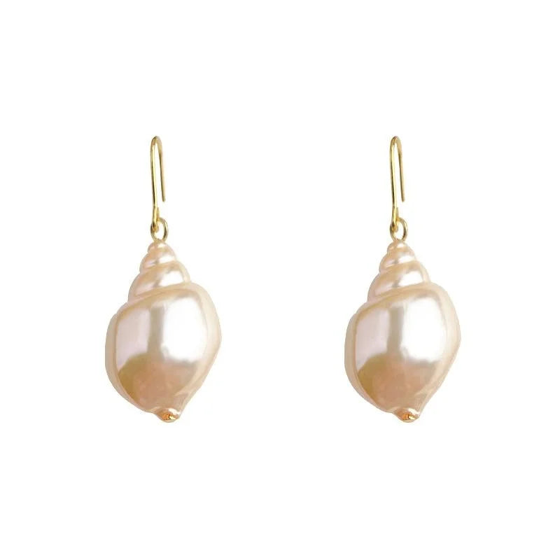 Light Luxury Resin Conch Shell Drop Earrings For Women Beach Vacation Geometric Jewelry
