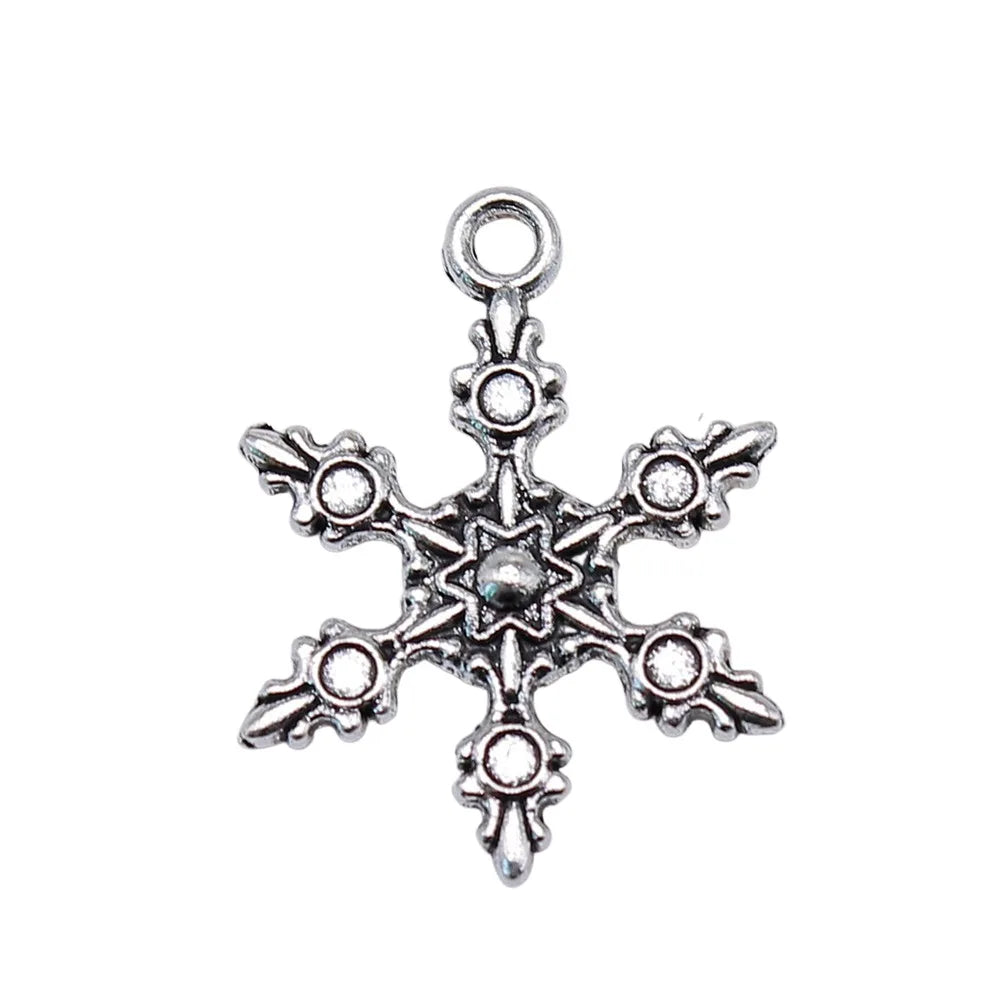 17x23mm 1.2g Antique Silver Zinc Alloy Snowflake Charm Pendant for DIY Christmas Jewelry Making