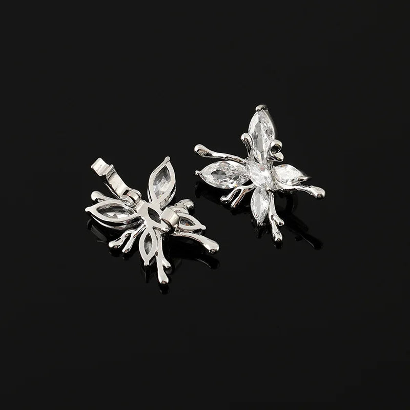 Luxury Sparkling Zircon Butterfly Stud & Clip On No Piercing Ear Cuff Jewelry Accessories Earrings