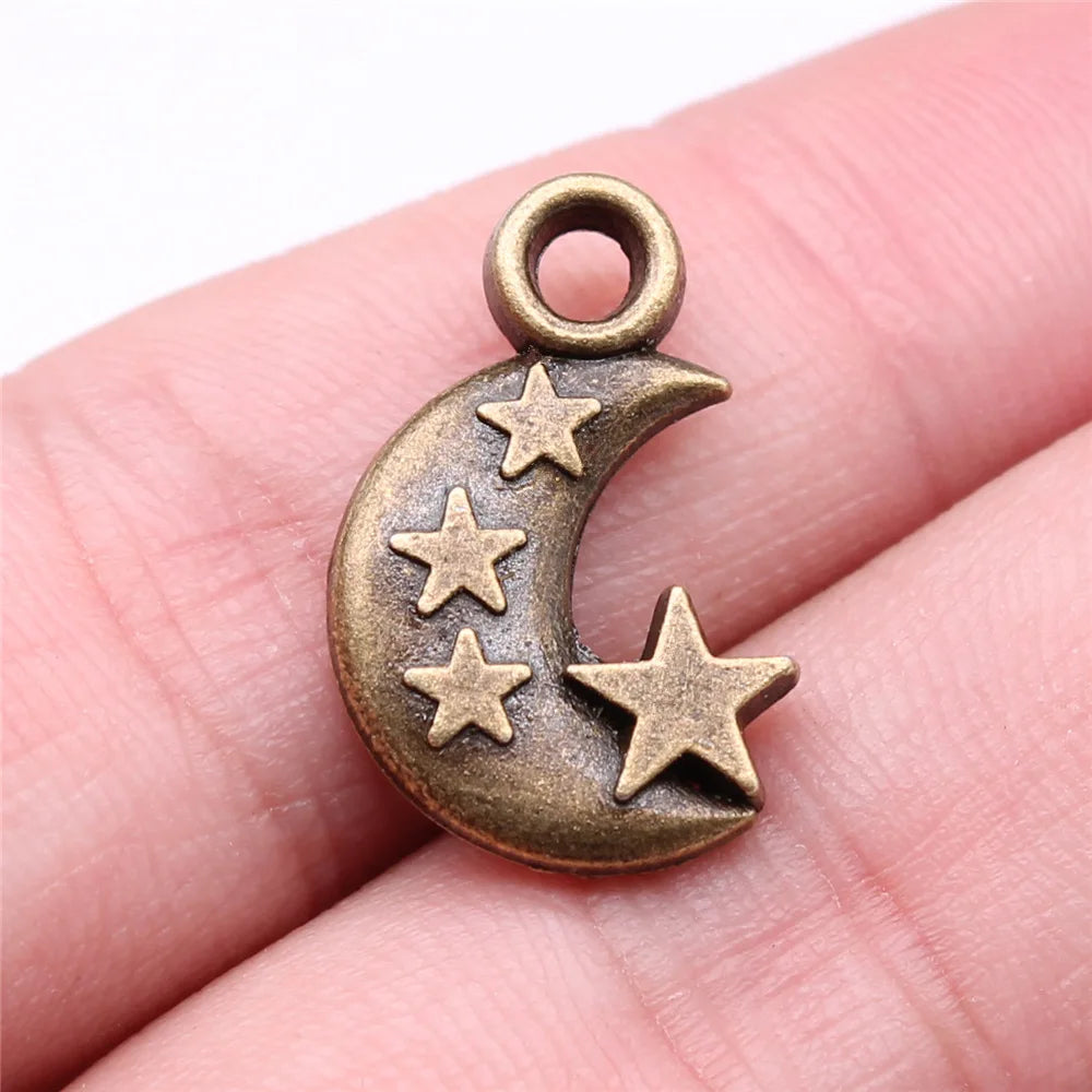 21x14x3mm 2.7g Multicolor Zinc Alloy Moon Star Celestial Charm Pendant for DIY Necklace Bracelet Making