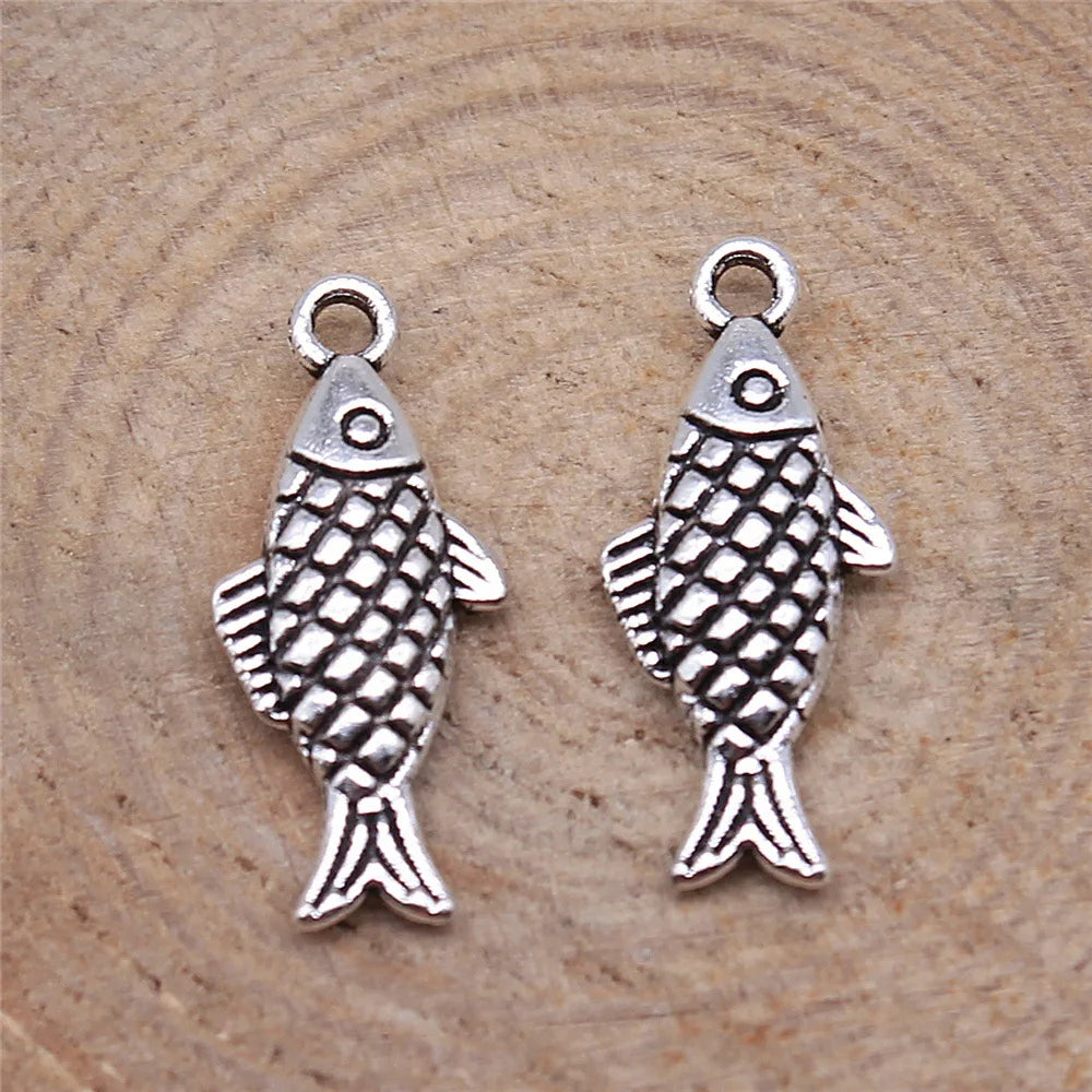 20x8mm 1g Multicolor Zinc Alloy Fish Charm Pendant for Necklace Bracelet DIY Jewelry Making
