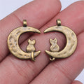 22x18mm 1.6g Multicolor Zinc Alloy Moon Cat Charm Pendant for Necklace Bracelet Jewelry Making