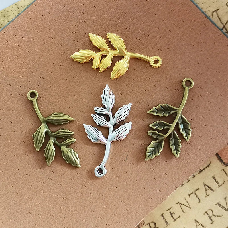 30x10MM Zinc Alloy Leaf Branch Charm Pendant for DIY Necklace Bracelet Jewelry Making