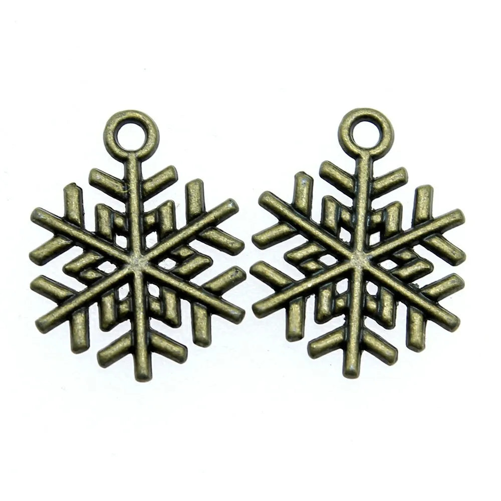 19x15mm 0.9g Multicolor Zinc Alloy Snowflake Charm Pendant for Christmas Bracelet Jewelry Making