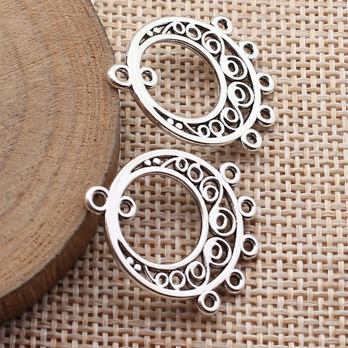 25x21mm 1.6g Antique Silver Zinc Alloy Earring Connector Charm Jewelry Findings for DIY Earring Making