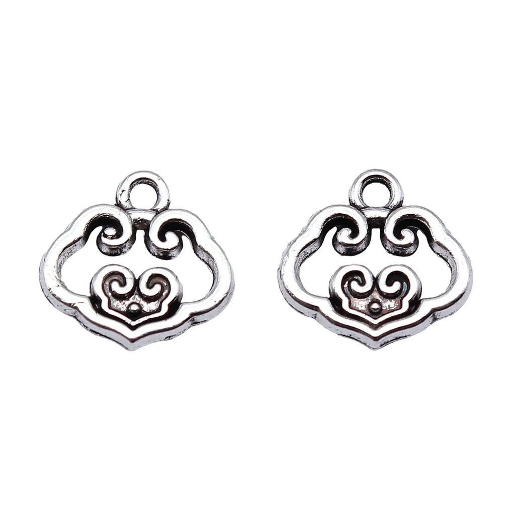 13x13mm 1g Multicolor Zinc Alloy Cloud Lock Charm Pendant for DIY Chinese Style Jewelry Making
