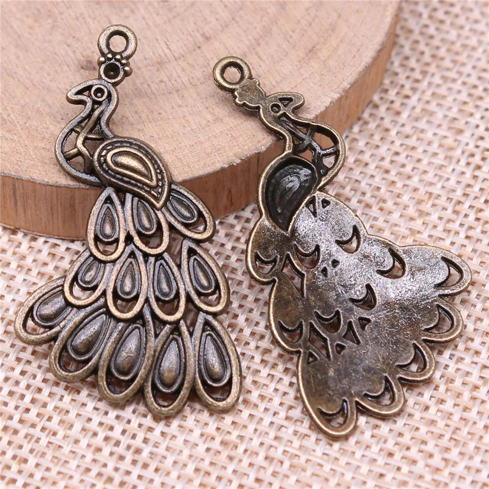 43x24mm 3.6g Multi Color Zinc Alloy Peacock Charm Pendant for DIY Necklace Bracelet Making