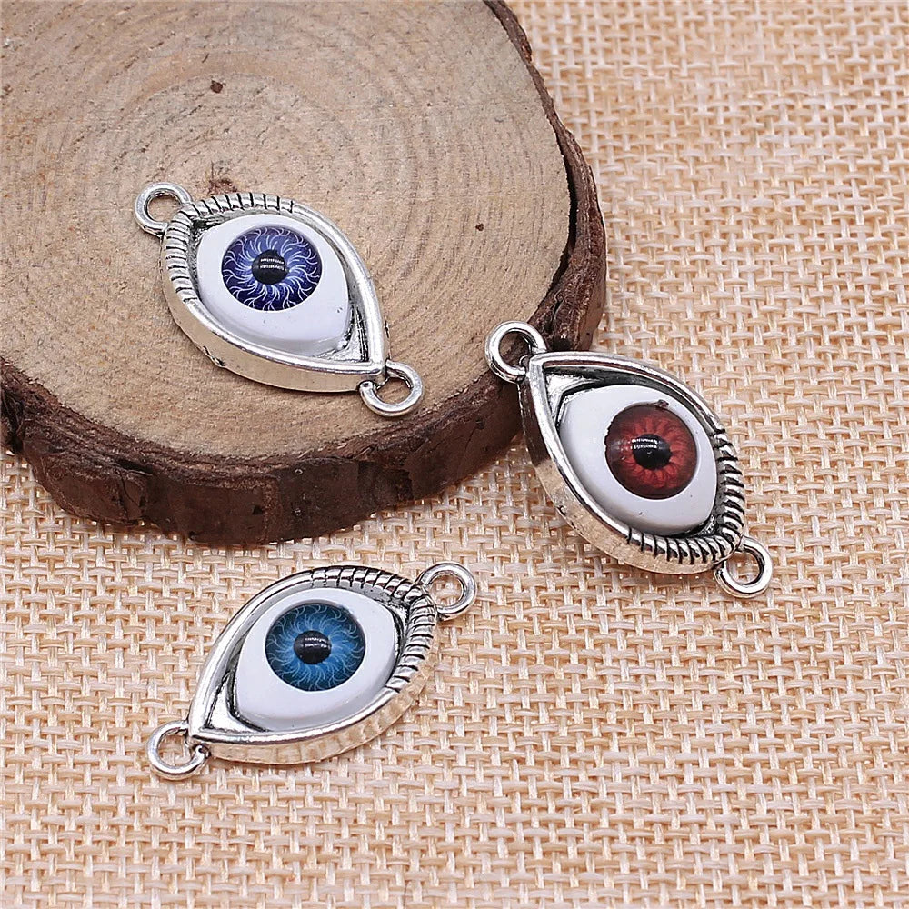 30x15mm 3.5g Antique Silver Zinc Alloy Eye Connector Charm for DIY Necklace Bracelet Making