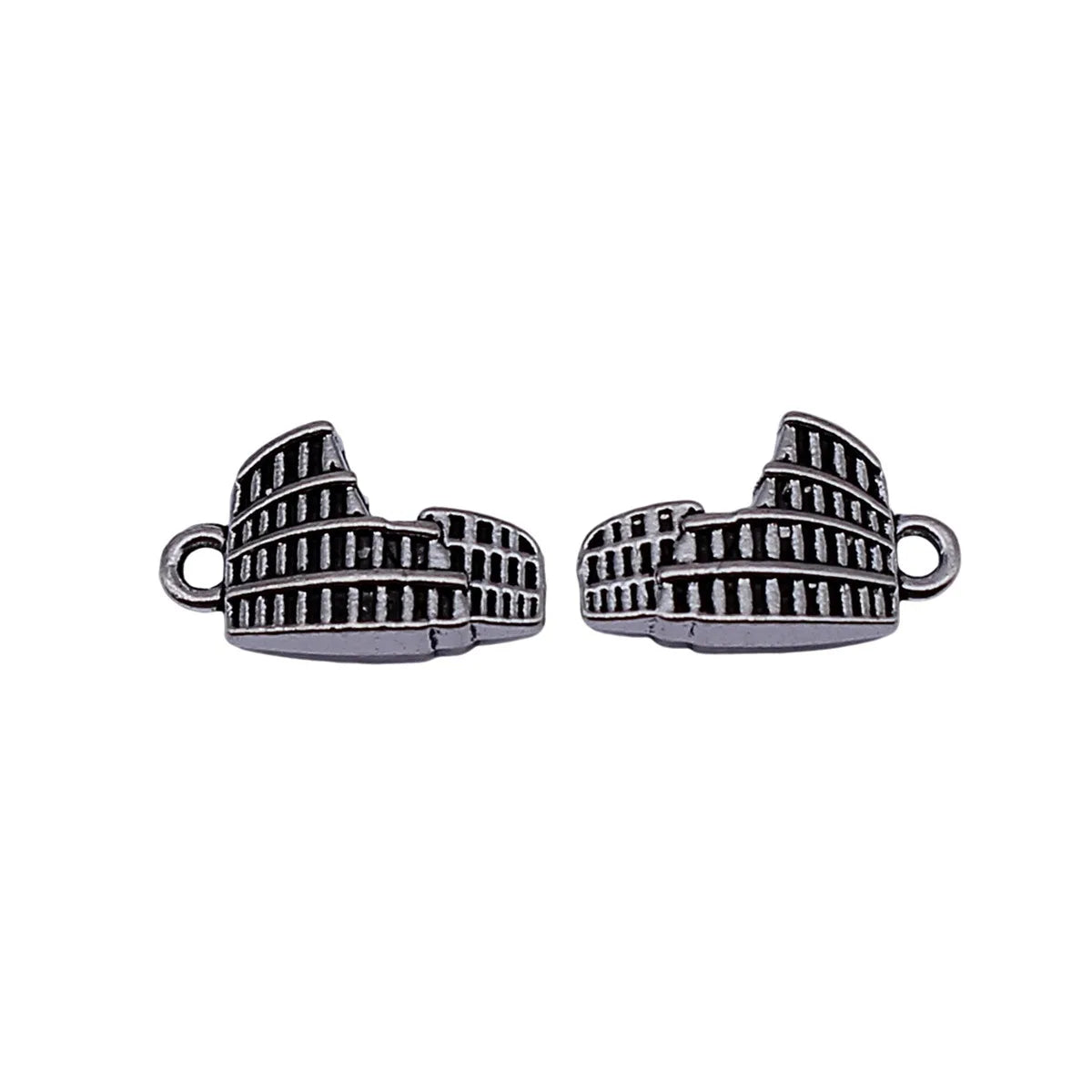 15x9.6x4.2mm 1.5g Antique Silver Zinc Alloy Roman Colosseum Charm Pendant for Vintage DIY Jewelry Making