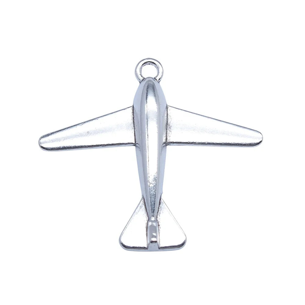 46x52mm 7g Antique Silver Zinc Alloy Airplane Charm Pendant for DIY Jewelry Making