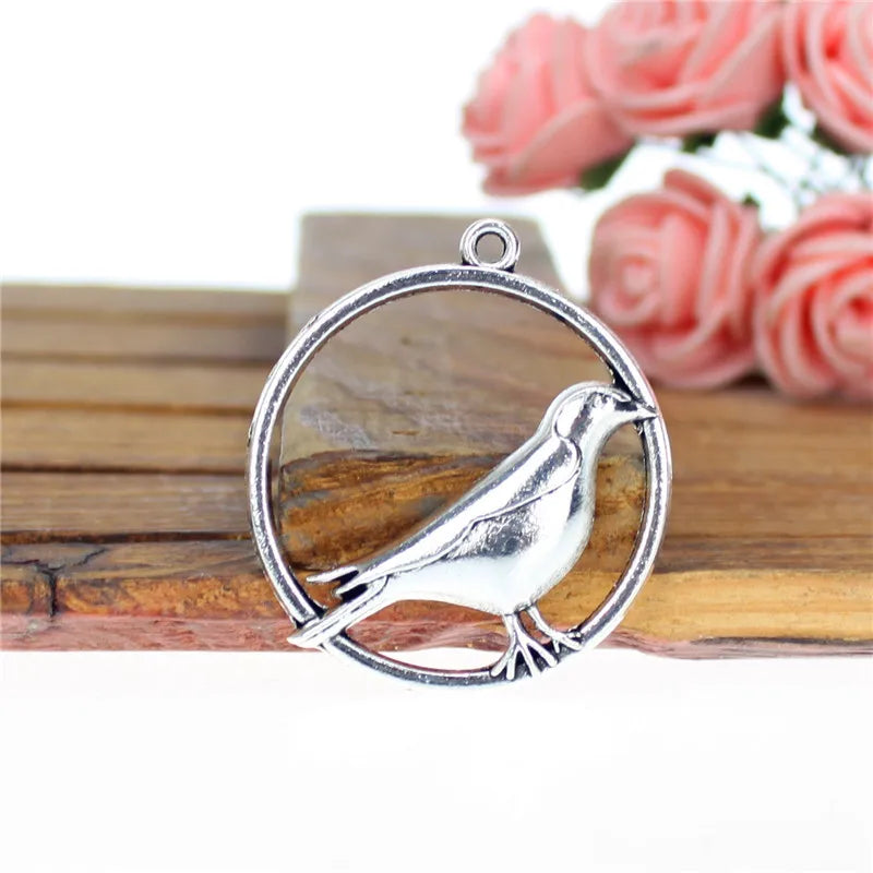 33MM Antique Silver Zinc Alloy Bird Charm Pendant for DIY Necklace Bracelet Jewelry Making