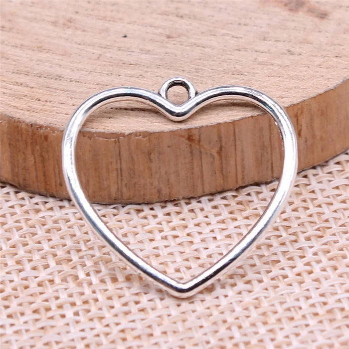 25x25mm 1.05g Multicolor Zinc Alloy Hollow Heart Charm Pendant for DIY Bracelet Necklace Making