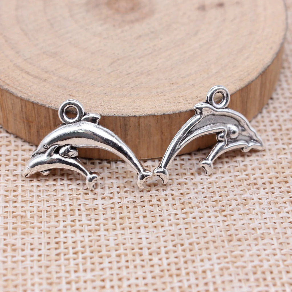 16x23mm 1.4g Antique Silver Zinc Alloy Dolphin Charm Pendant for DIY Bracelet Necklace Jewelry Making