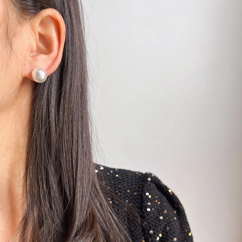 Elegant Spiral Alloy Round Pearl Drop Stud & Clip On No Piercing Lightweight Fashion Earrings