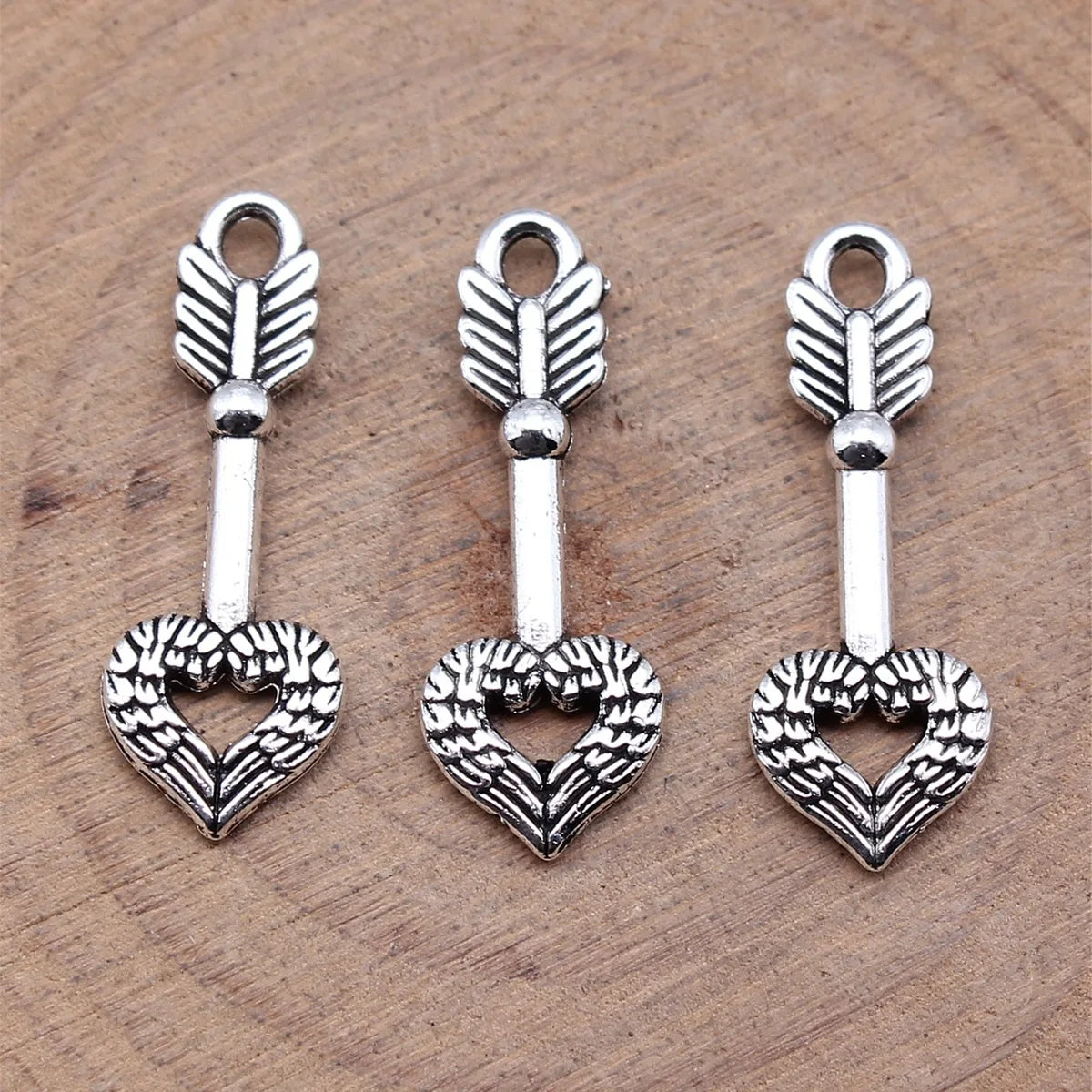 25x9mm 0.9g Multicolor Zinc Alloy Heart Arrow Charm Pendant for DIY Romantic Jewelry Making
