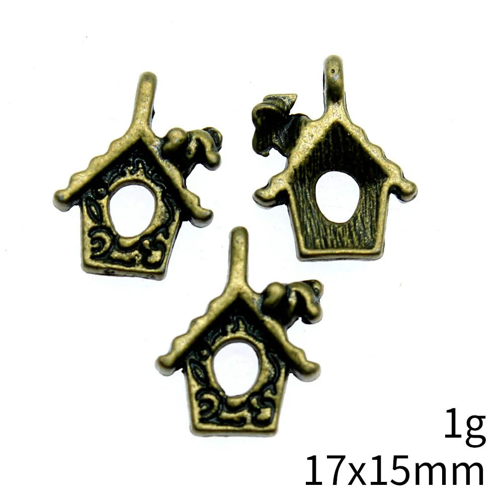 17x15mm 1g Antique Bronze Zinc Alloy Birdcage Bird Charm Pendant for DIY Necklace Bracelet Jewelry Making