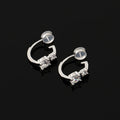 Elegant Zircon Hoop Ear Cuff Stud & Clip On No Piercing Silver Tone Minimalist Circle Earrings