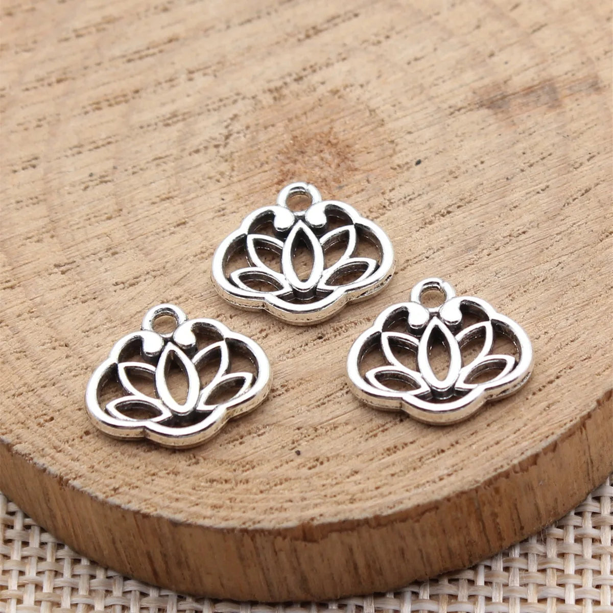 14x12mm 0.84g Antique Silver Zinc Alloy Lotus Charm Pendant for DIY Necklace Bracelet Jewelry Making
