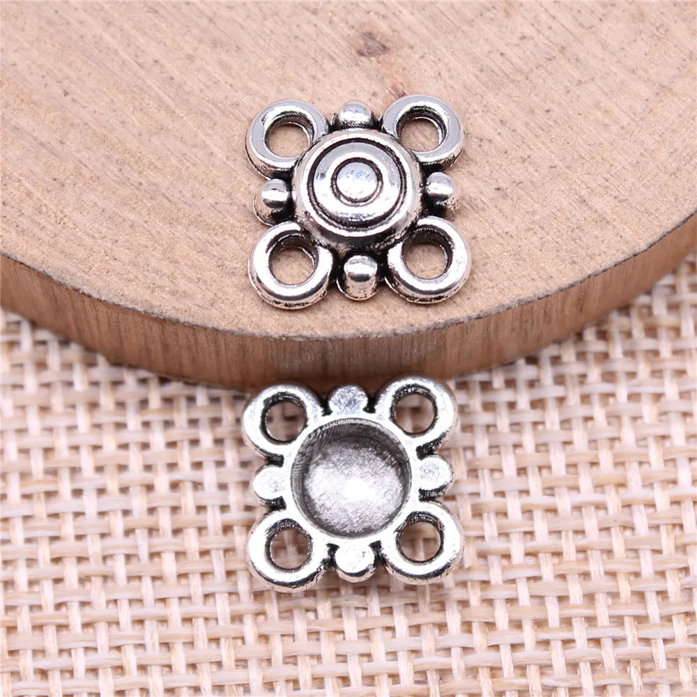 15x15mm 1g Multicolor Zinc Alloy Four-Hole Connector Charm Pendant for DIY Bracelet Jewelry Making