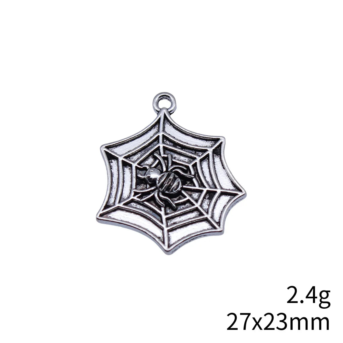 27x23mm 2.4g Antique Silver Zinc Alloy Spider Web Charm Pendant for Halloween Jewelry Making