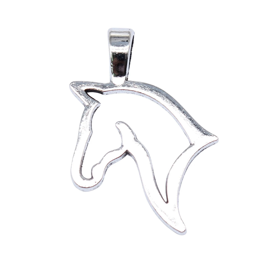 28x20mm 1.6g Antique Silver Zinc Alloy Hollow Horse Head Charm Pendant for DIY Jewelry Making