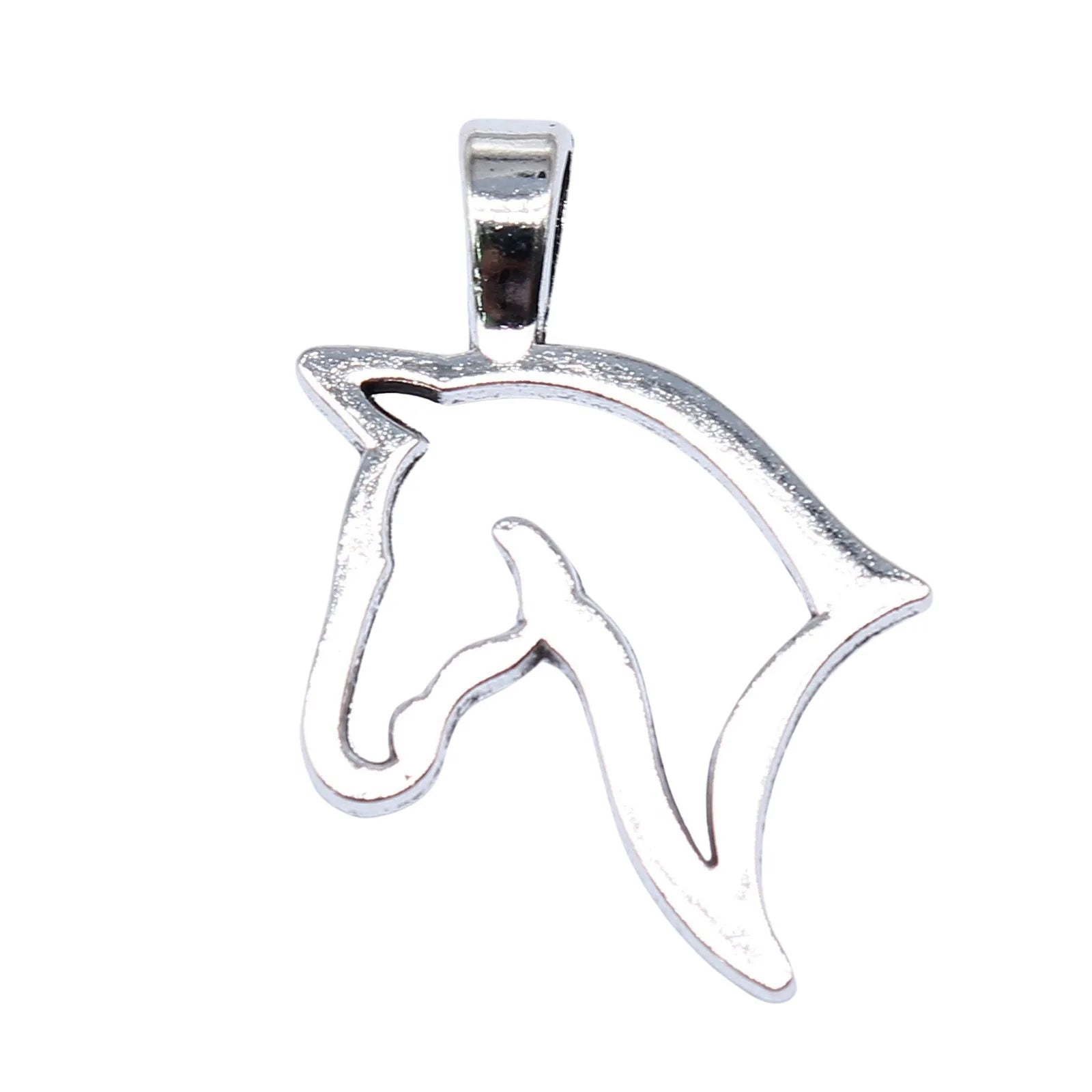 28x20mm 1.6g Antique Silver Zinc Alloy Hollow Horse Head Charm Pendant for DIY Jewelry Making