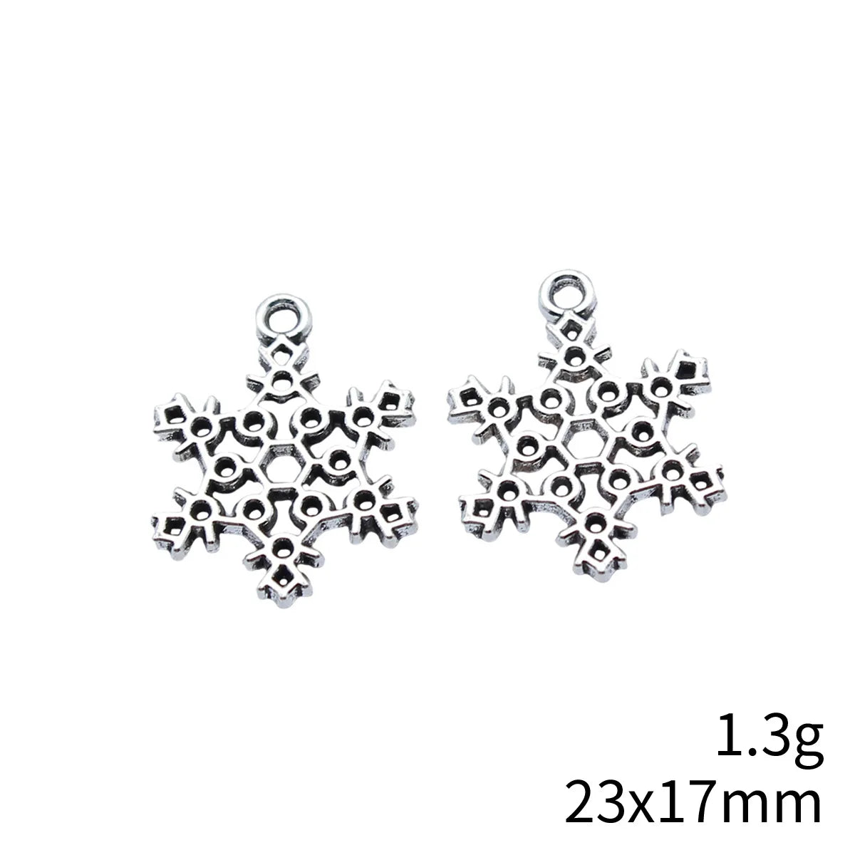 23x17mm 1.3g Antique Silver Zinc Alloy Snowflake Charm Pendant for DIY Winter Jewelry Making