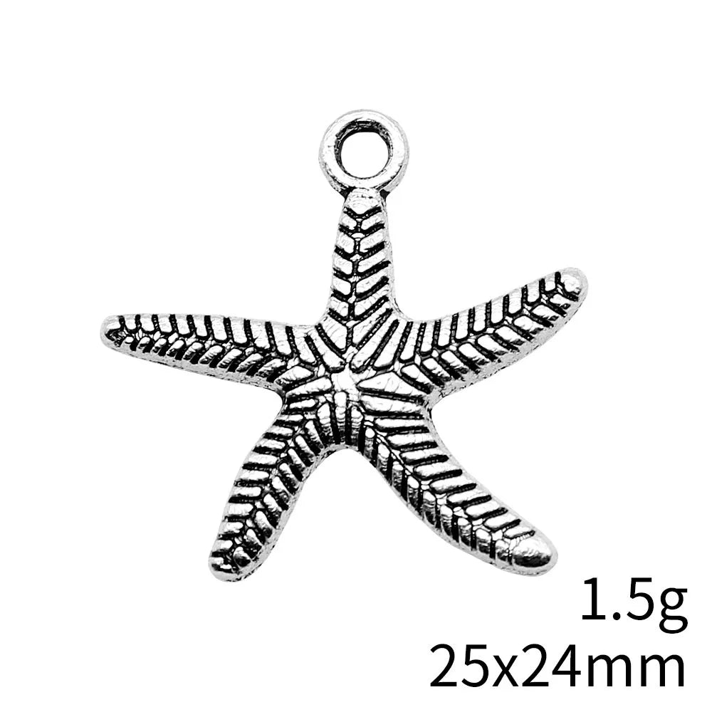 25x24mm 1.5g Multicolor Zinc Alloy Starfish Charm Pendant for DIY Necklace Bracelet Jewelry Making