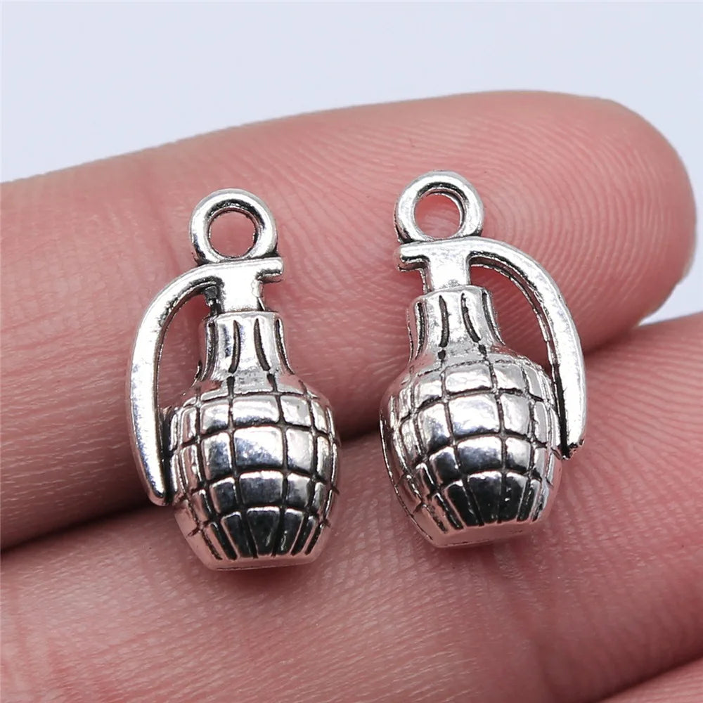 18x10mm 2.7g Antique Silver Zinc Alloy Grenade Charm Pendant for DIY Bracelet Necklace Making