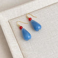 Sea Blue Acrylic Gradient Teardrop Drop Earrings Handmade Original Design Fashion Jewelry
