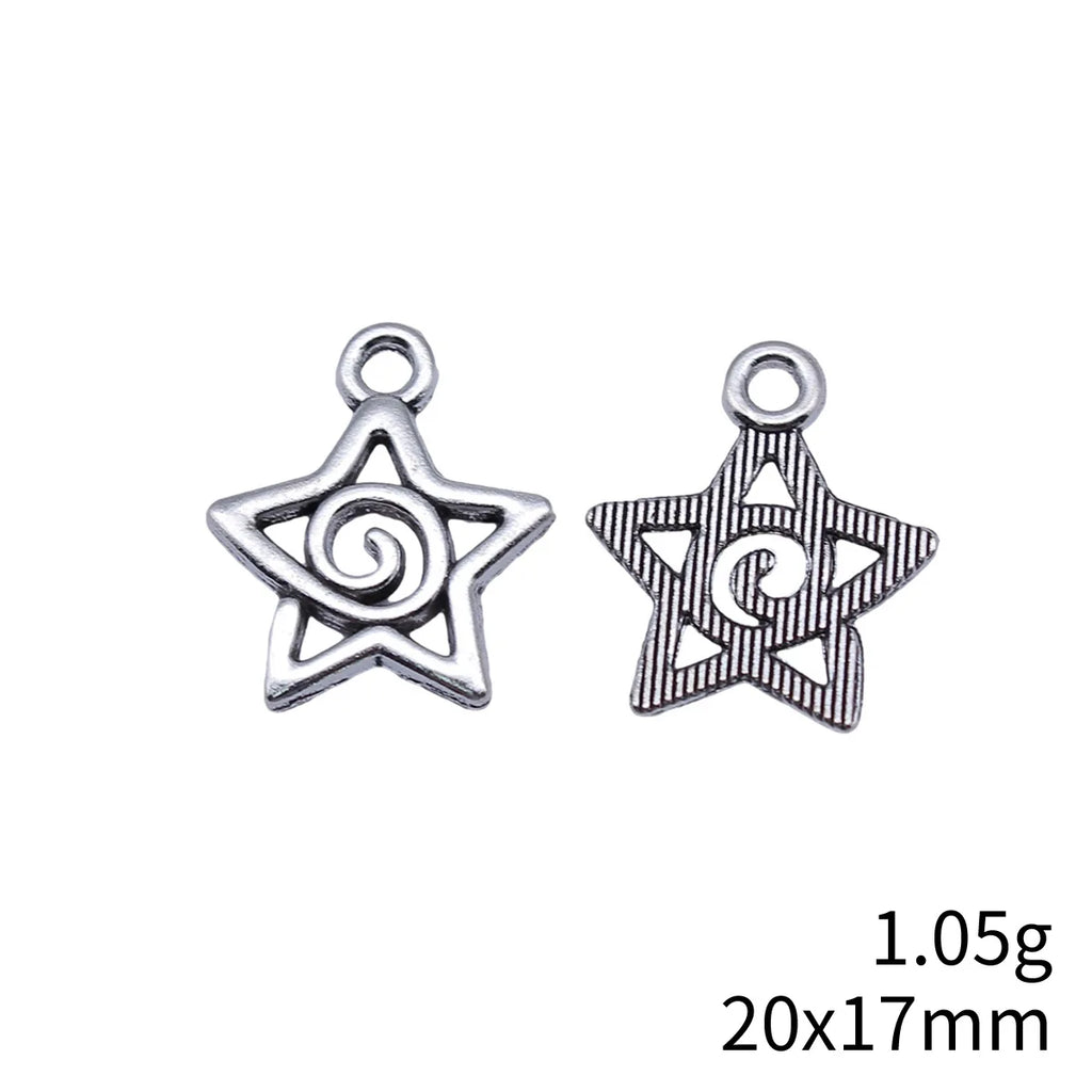 20x17mm 1.05g Multi-Color Zinc Alloy Swirl Star Charm Pendant for DIY Necklace Bracelet Jewelry Making