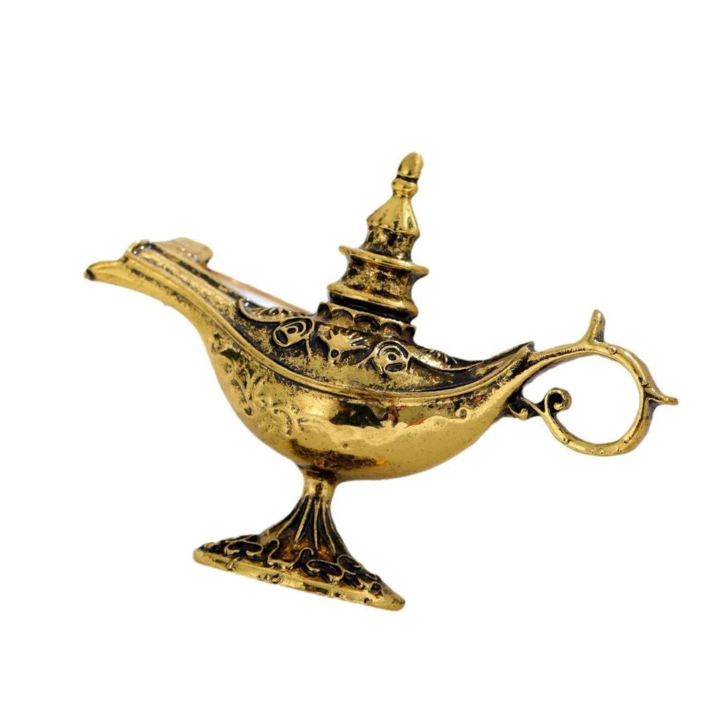 Vintage Exotic Aladdin Magic Lamp Enamel Alloy Brooch, Creative Mini Lapel Pin For Shirt Collar Gift