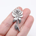 43x19mm 3.7g Antique Silver Zinc Alloy Rose Flower Charm Pendant for DIY Necklace Bracelet Making