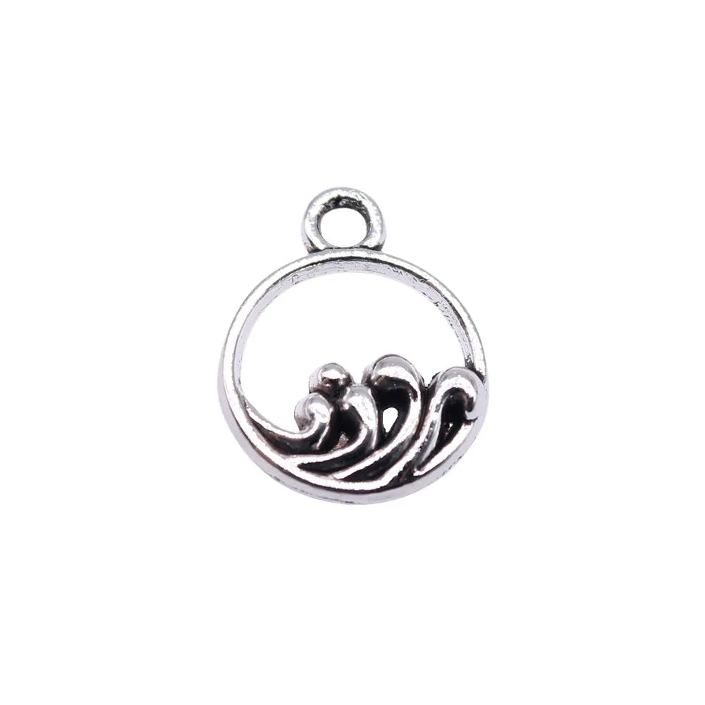 14x11mm 0.5g Antique Silver Zinc Alloy Ocean Wave Charm Pendant for DIY Necklace Bracelet Making