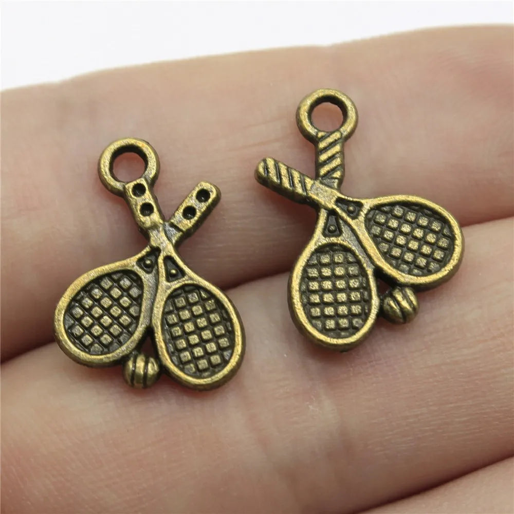 18x14mm 1.5g Multicolor Zinc Alloy Tennis Racket Charm Pendant for DIY Sports Theme Jewelry Making