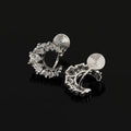 Sparkling Luxury Crescent Moon Cubic Zirconia Hoop Stud & Clip On No Piercing Women's Fashion Earrings