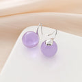 Elegant Purple Crystal Round Bead Dangle Stud & Clip On No Piercing Women's Fashion Earrings