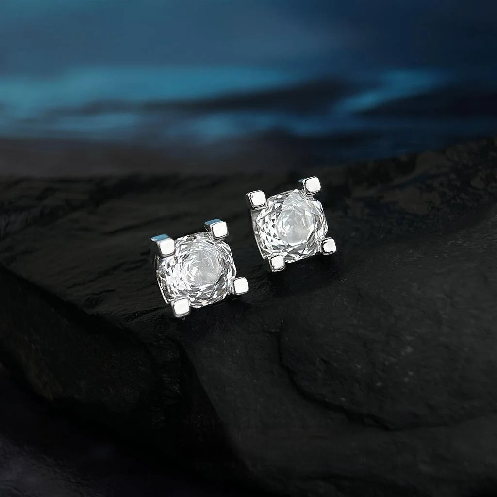 Premium Octagon Rose Zircon Square Geometric Eco-Friendly Copper Stud Earrings For Women