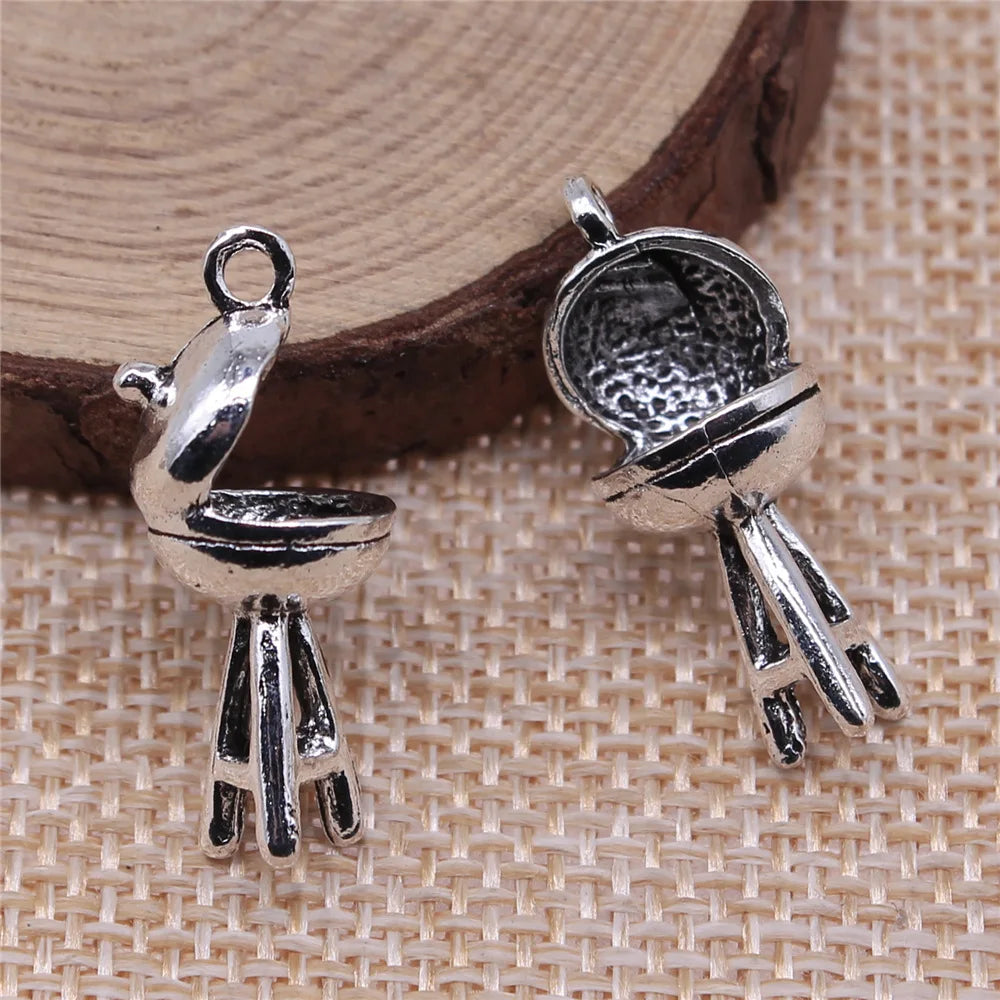 26x11mm 2.9g Antique Silver Zinc Alloy BBQ Grill Charm Pendant for DIY Necklace Bracelet Jewelry Making
