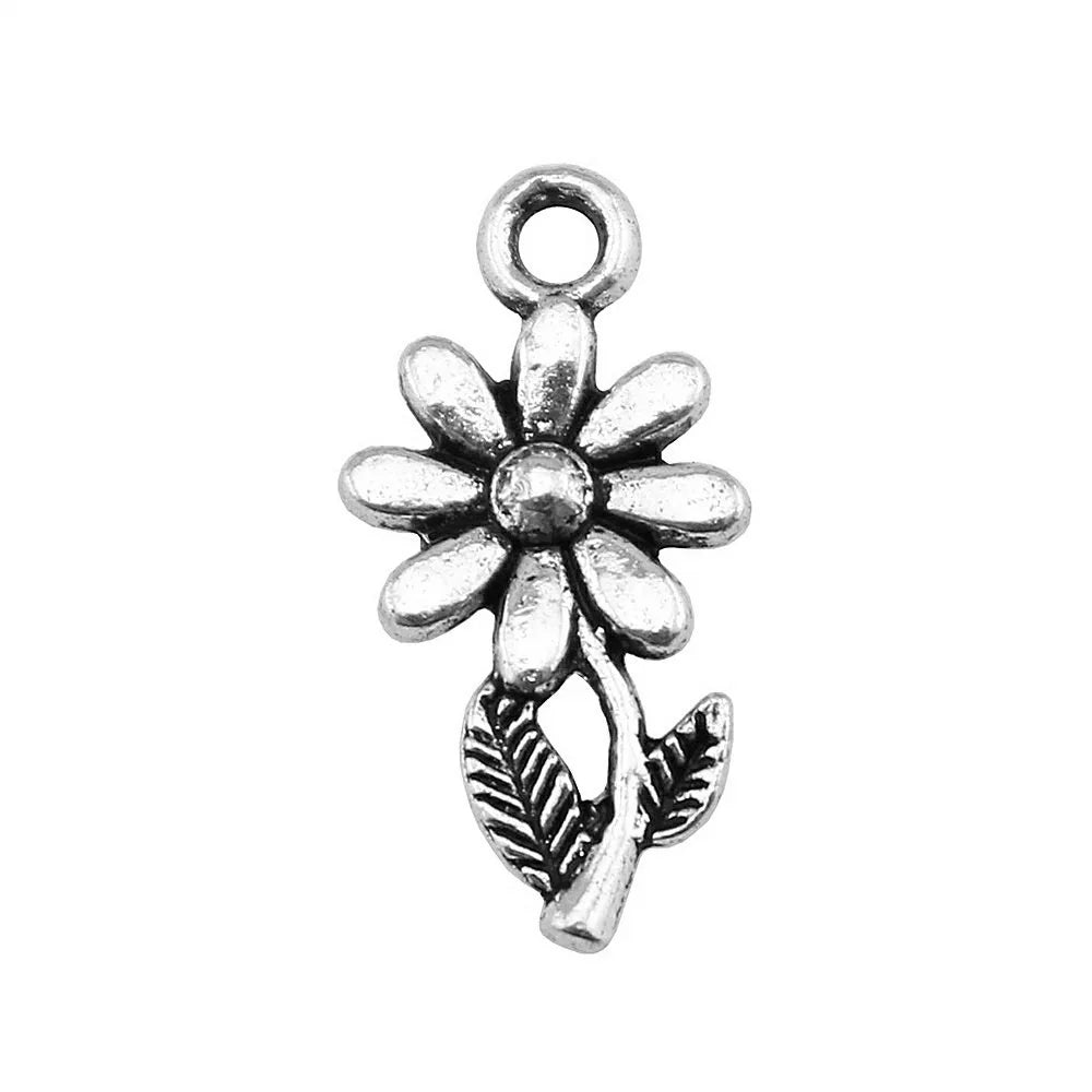 19x10mm 0.6g Multi Color Zinc Alloy Chrysanthemum Flower Charm Pendant for DIY Earrings Making