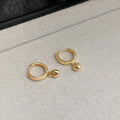 Minimalist 14K Gold Plated Copper Heart And Circle Drop Earrings For Women