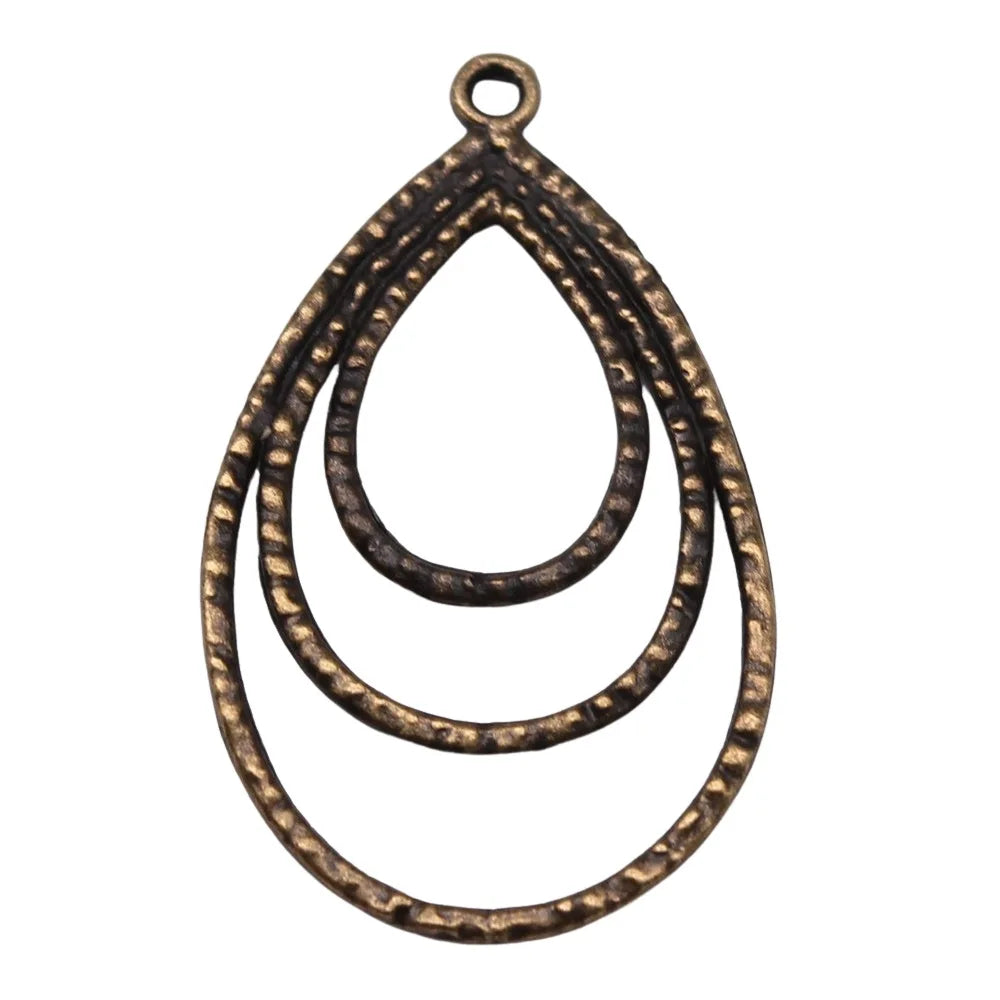 35x22mm 1.4g Zinc Alloy Triple Waterdrop Teardrop Earring Connector Charms for DIY Earrings Jewelry Making