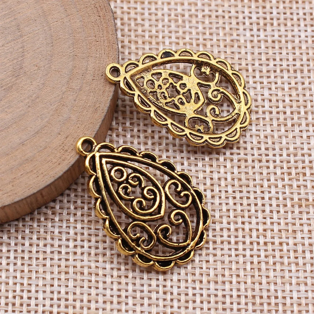 30x20mm 2.2g Multicolor Zinc Alloy Teardrop Flower Earring Charms for DIY Earrings