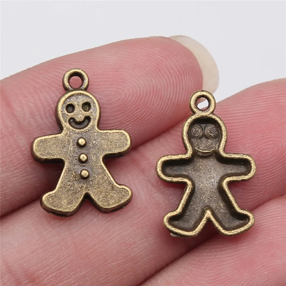 13x19mm 1g Multicolor Zinc Alloy Gingerbread Man Charm Pendant for DIY Necklace Bracelet Making