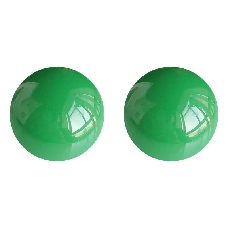 Premium Minimalist Green Acrylic Round Bean Stud Earrings With Silver Plated Pins