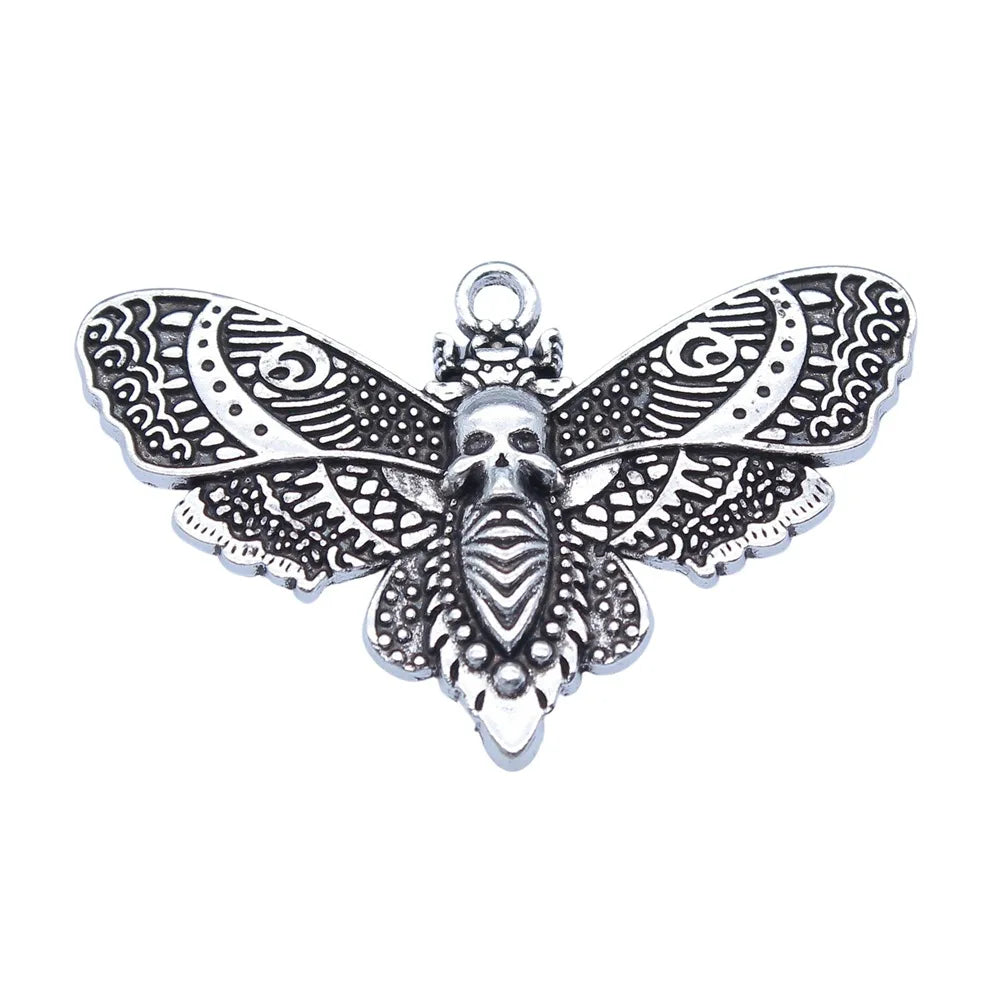 27x43mm 3.7g Multicolor Zinc Alloy Skull Butterfly Charm Pendant for Gothic DIY Jewelry Making