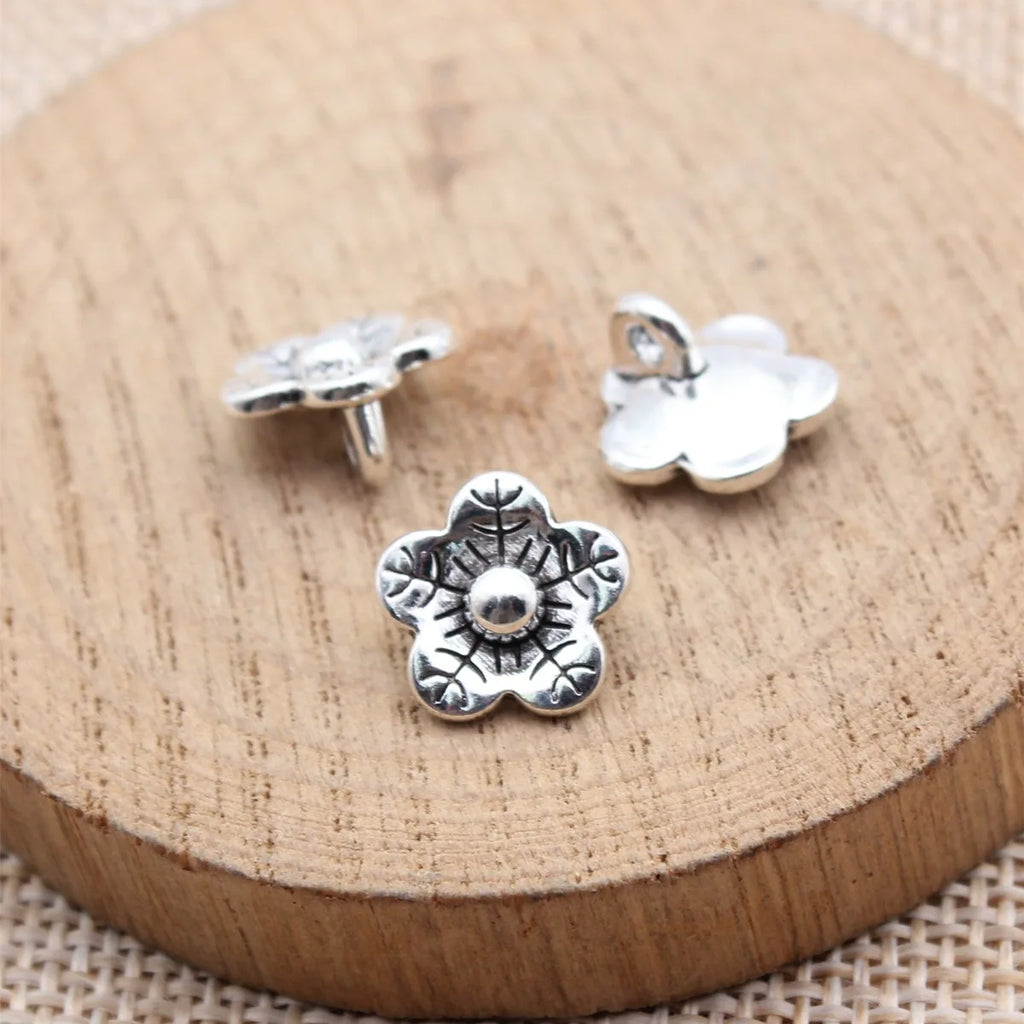 12x12mm 1.3g Antique Silver Zinc Alloy Flower Charm Pendant for DIY Necklace Bracelet Jewelry Making