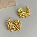Matte Electroplated Copper Leaf Geometric Drop Earrings Retro Designer Statement Jewelry